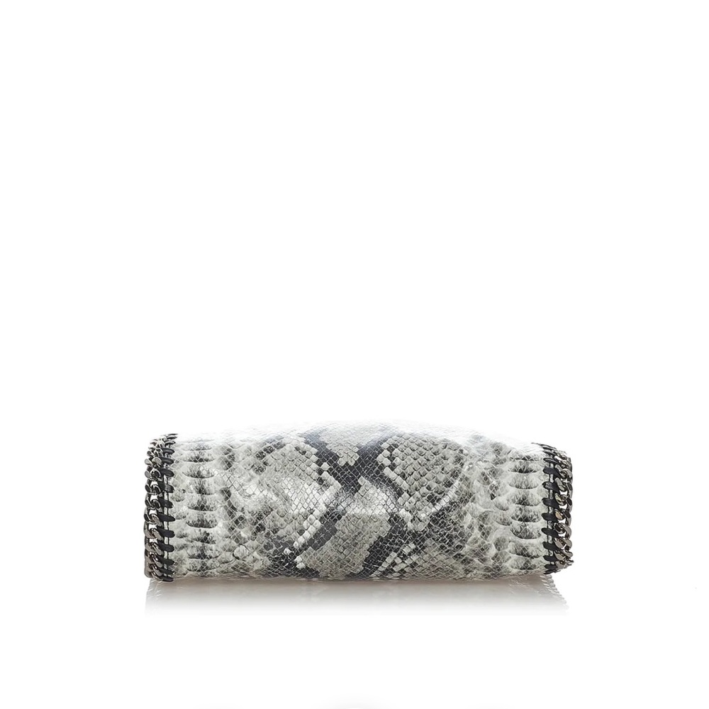 Stella Mccartney Mini Falabella Gray Snake skin shoulder three chain bag silver - Picture 3 of 6
